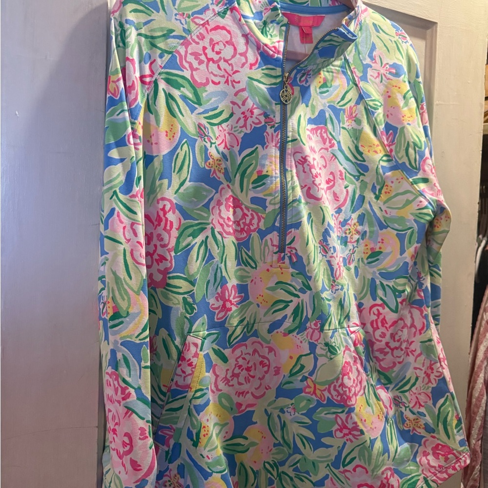Floral Quarter-Zip Pullover